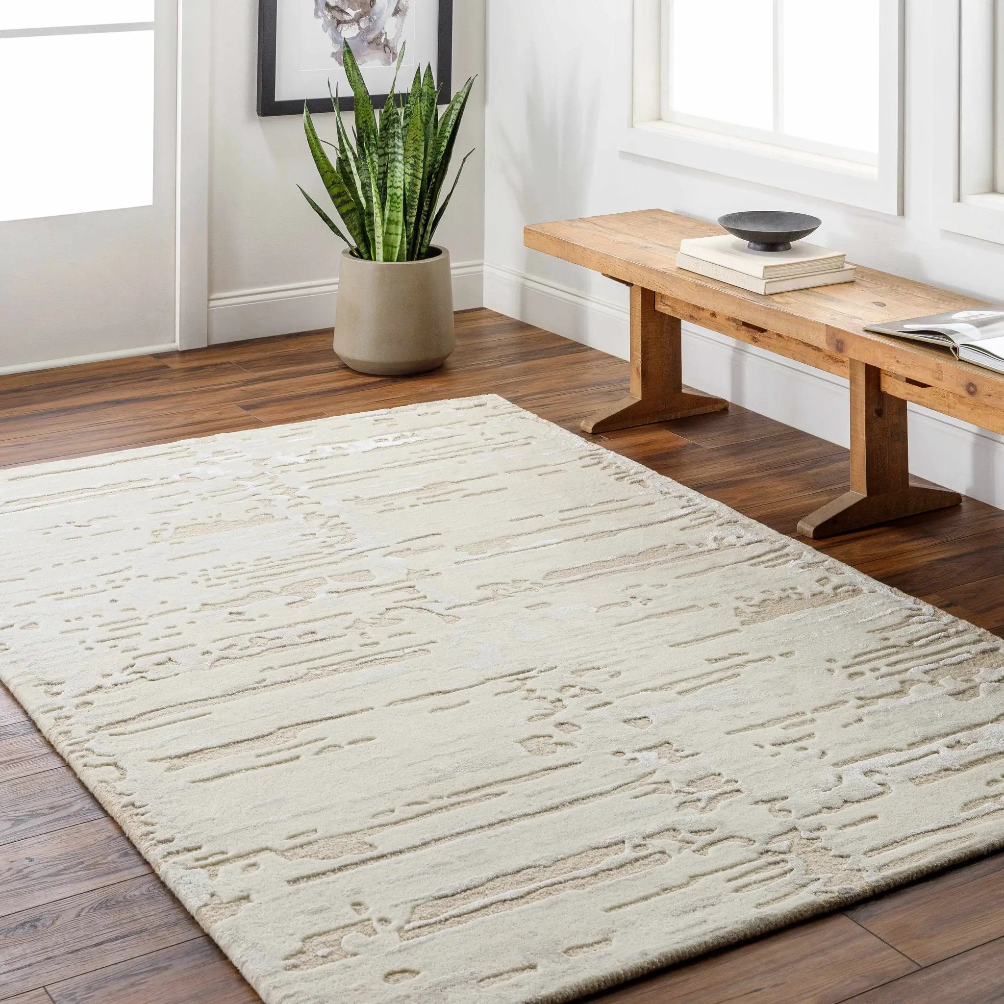Kadin Beige Abstract Area Rug - Clearance by Boutique Rugs