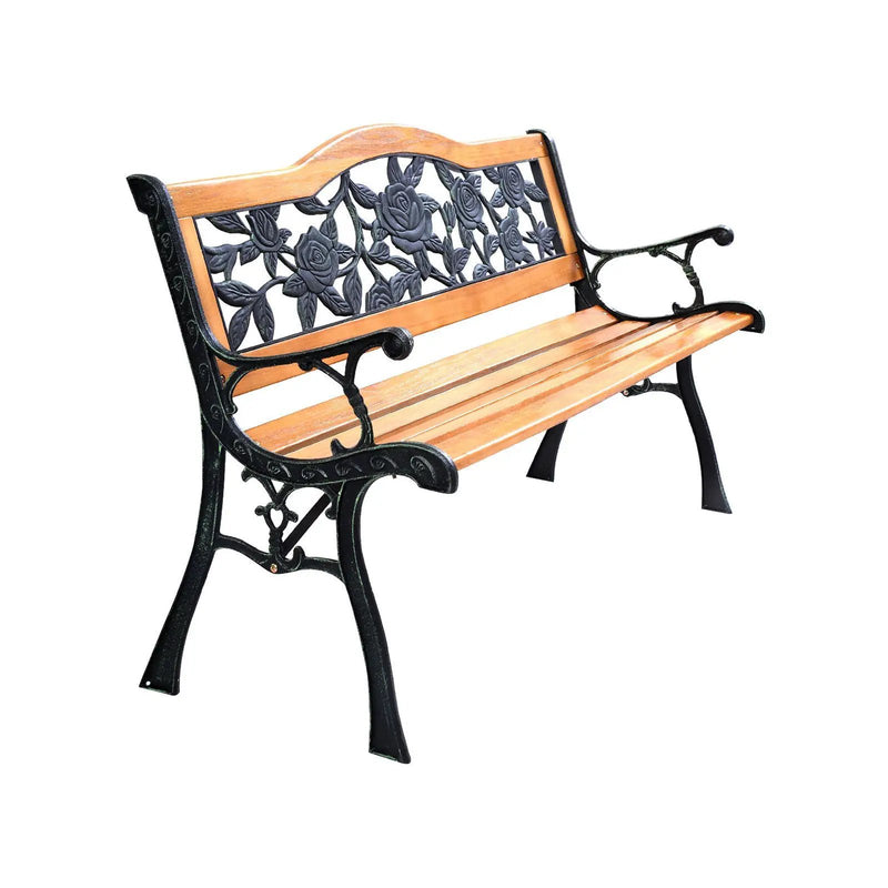 Garden Bench Chair Outdoor Wooden Loveseat with Iron Armrest by DirectDeals