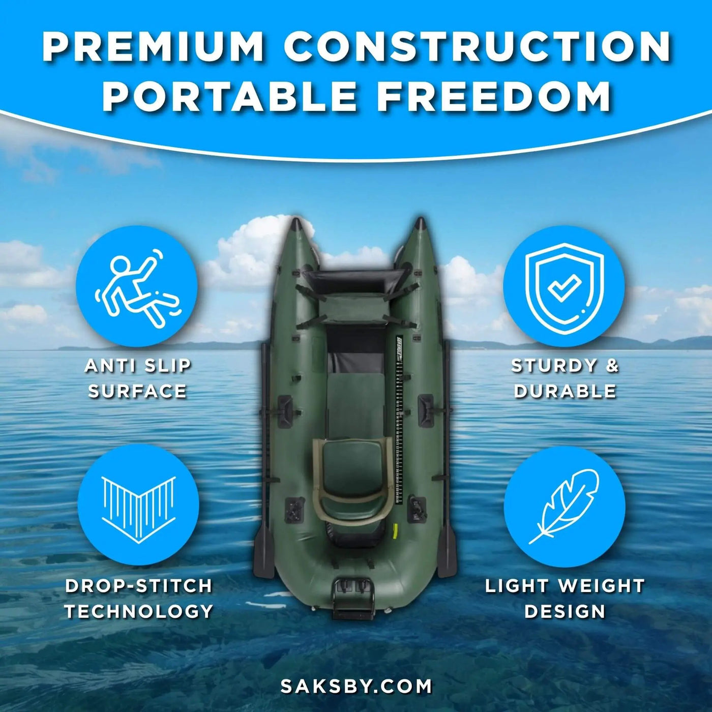 Sea Eagle 1-Person Frameless Pontoon Inflatable Fishing Boat, 9FT [285FPBK] (SAK93163) by SAKSBY WHOLESALE