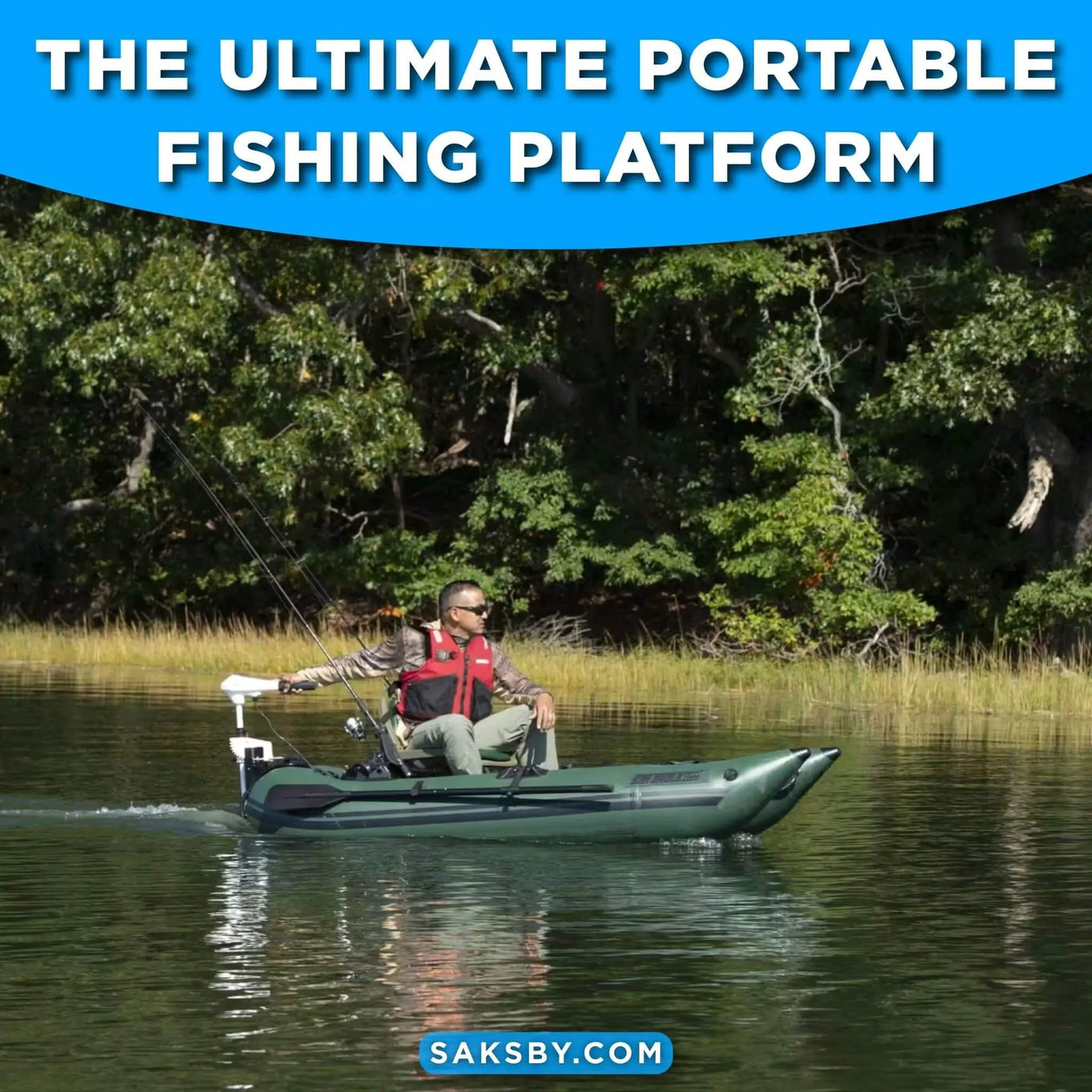 Sea Eagle 1-Person Frameless Pontoon Inflatable Fishing Boat, 9FT [285FPBK] (SAK93163) by SAKSBY WHOLESALE