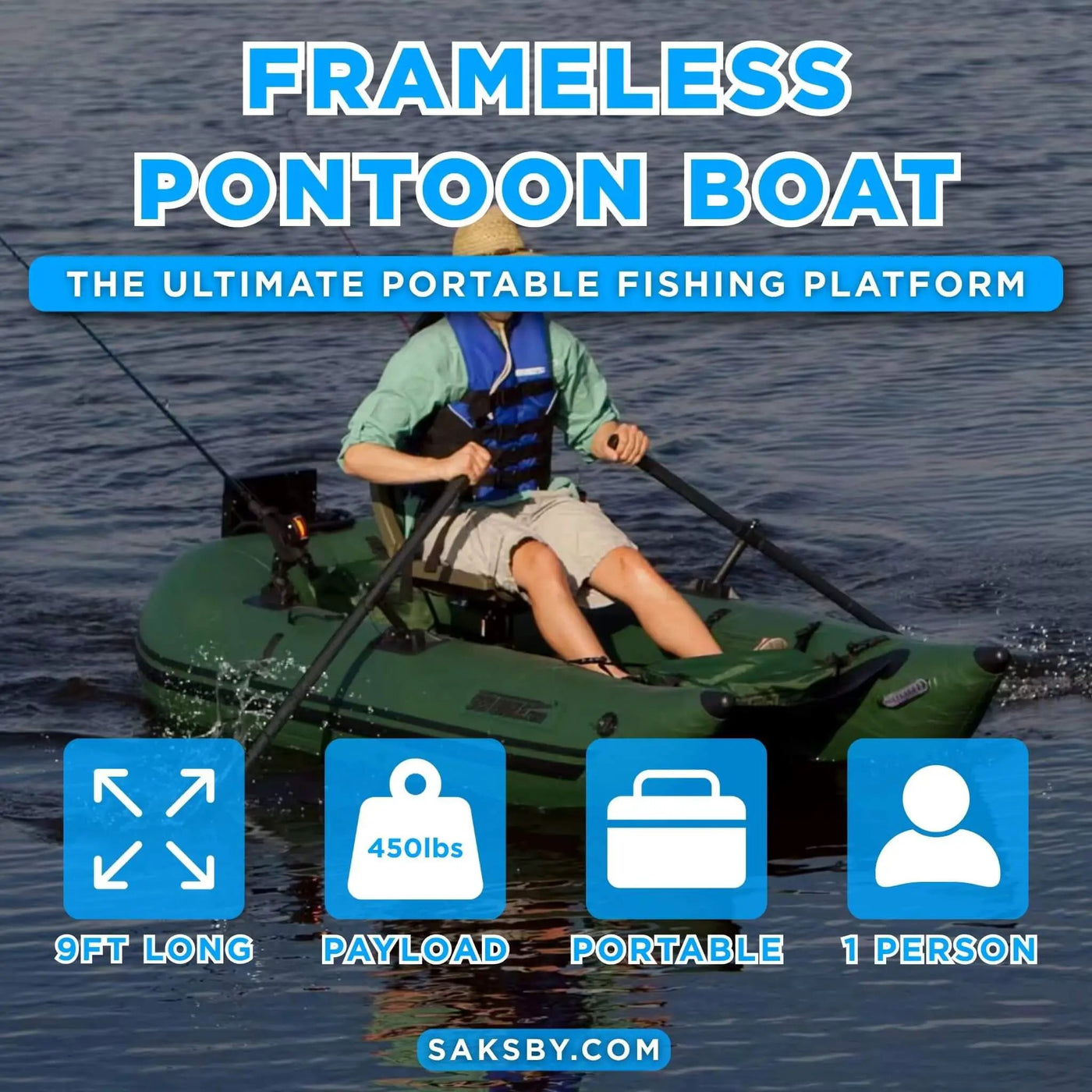 Sea Eagle 1-Person Frameless Pontoon Inflatable Fishing Boat, 9FT [285FPBK] (SAK93163) by SAKSBY WHOLESALE