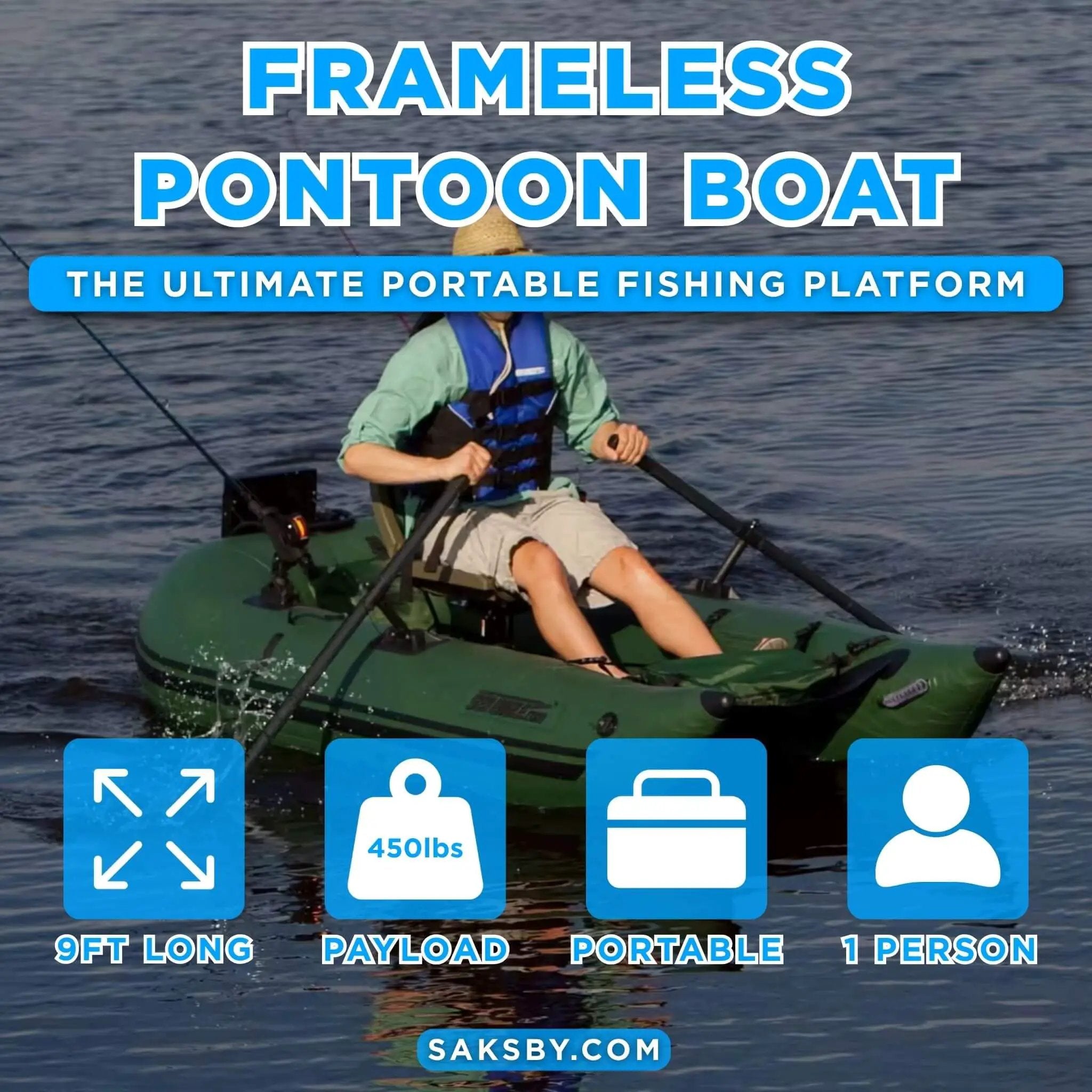 Sea Eagle 1-Person Frameless Pontoon Inflatable Fishing Boat, 9FT [285FPBK] (SAK93163) by SAKSBY WHOLESALE