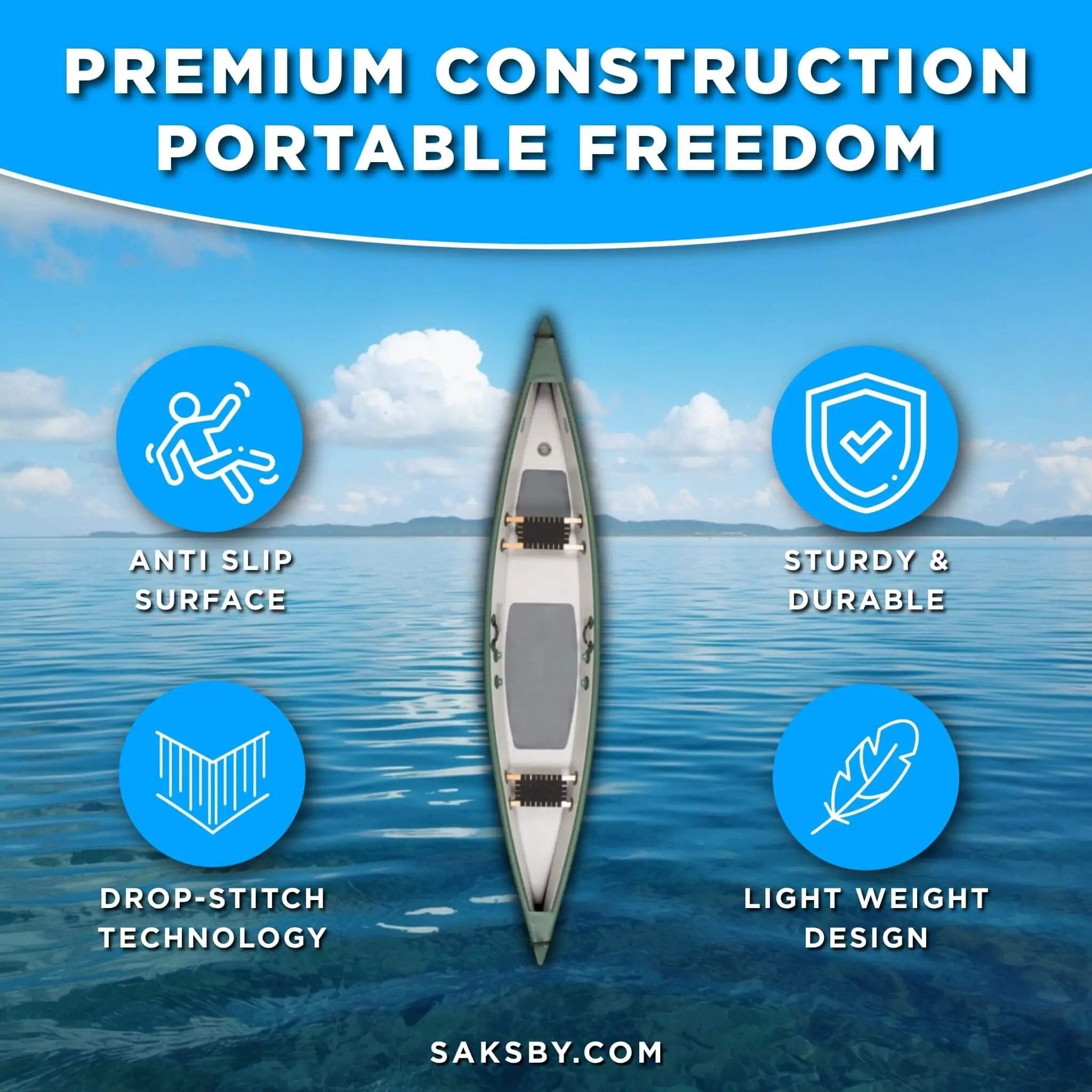 Sea Eagle 3-People TC16 High Pressure All Drop Stitch Inflatable Travel Canoe, 16FT [TC16K] (SAK43086) by SAKSBY WHOLESALE