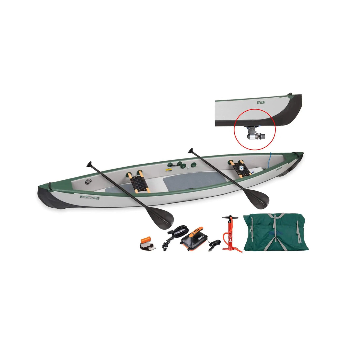 Sea Eagle 3-People TC16 High Pressure All Drop Stitch Inflatable Travel Canoe, 16FT [TC16K] (SAK43086) by SAKSBY WHOLESALE