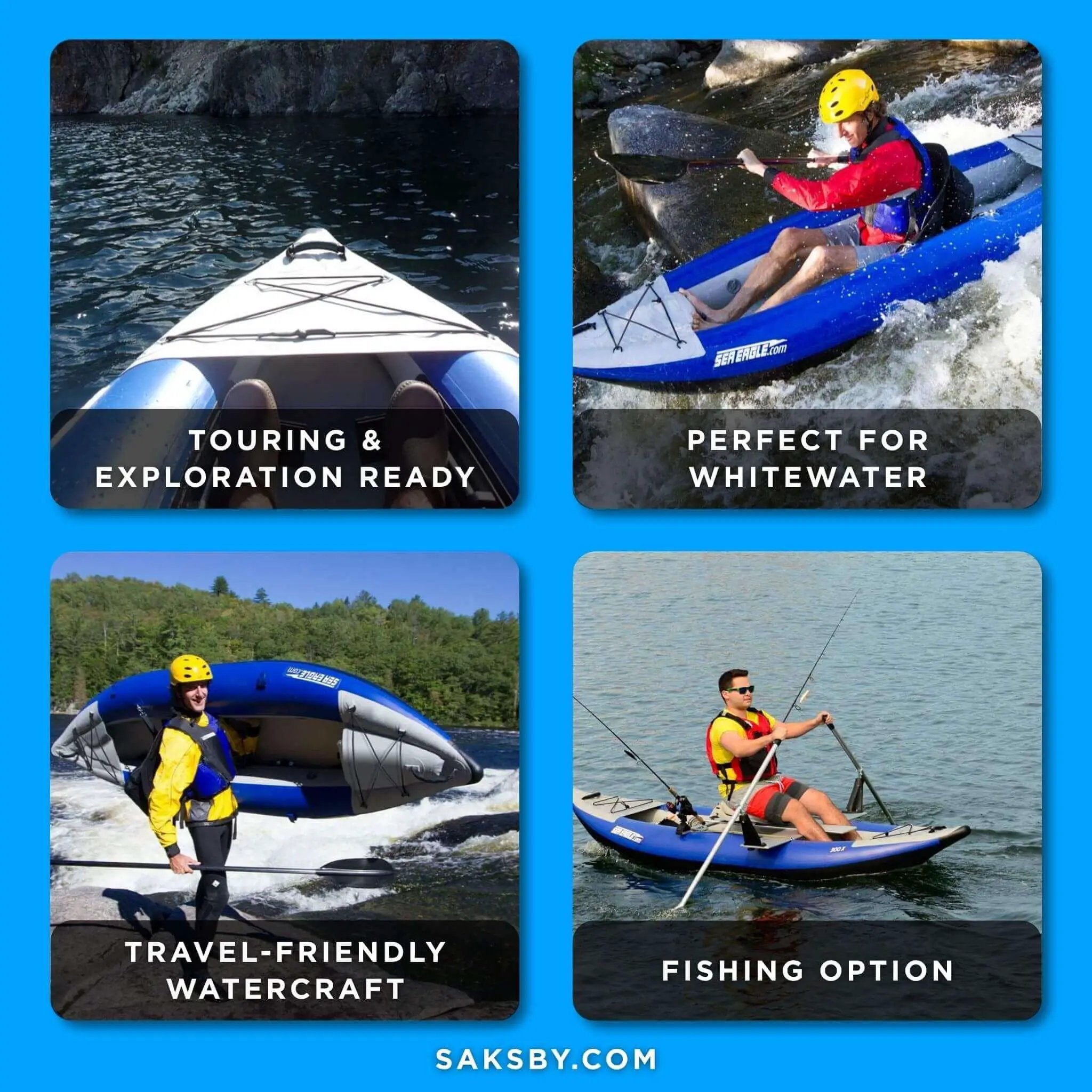 Sea Eagle 300X Explorer 1-Person Inflatable Kayak With Adjustable Footrest [300XK] (SAK18457) by SAKSBY WHOLESALE