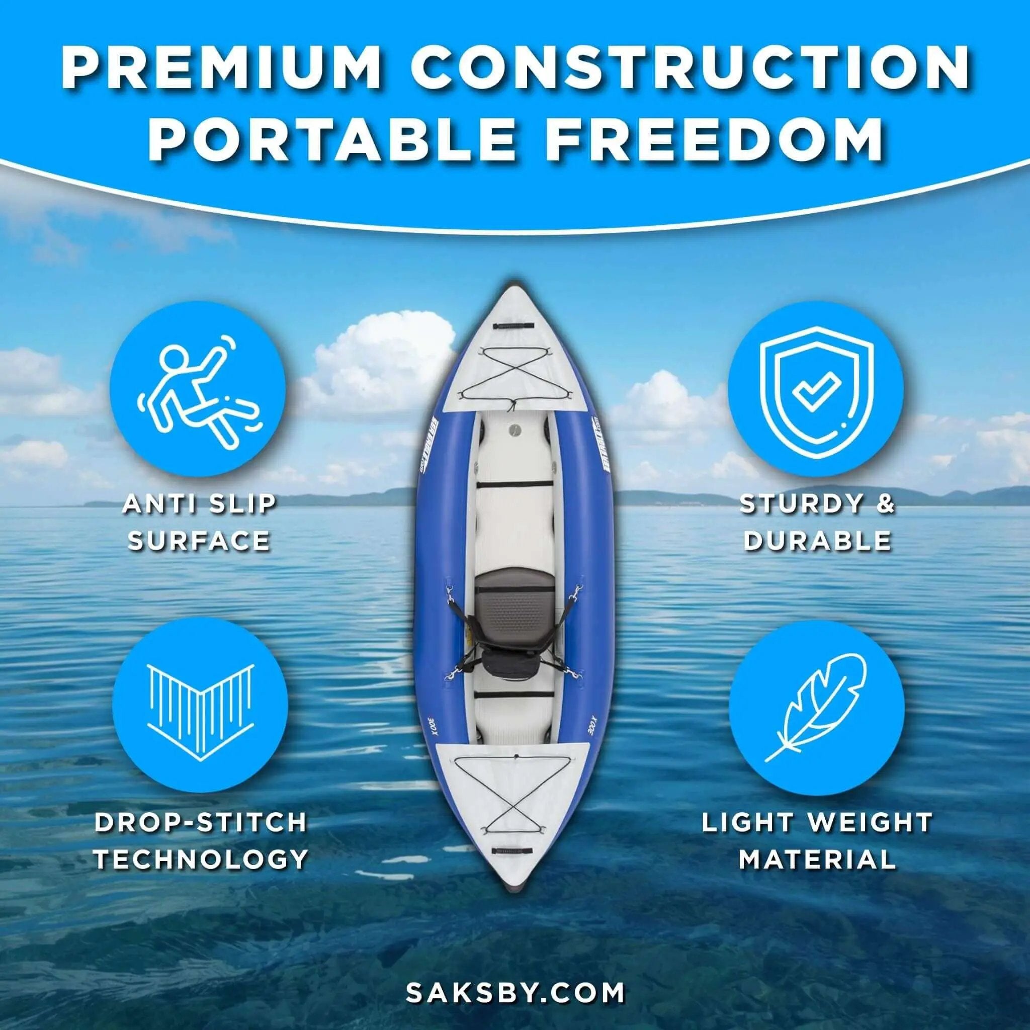 Sea Eagle 300X Explorer 1-Person Inflatable Kayak With Adjustable Footrest [300XK] (SAK18457) by SAKSBY WHOLESALE