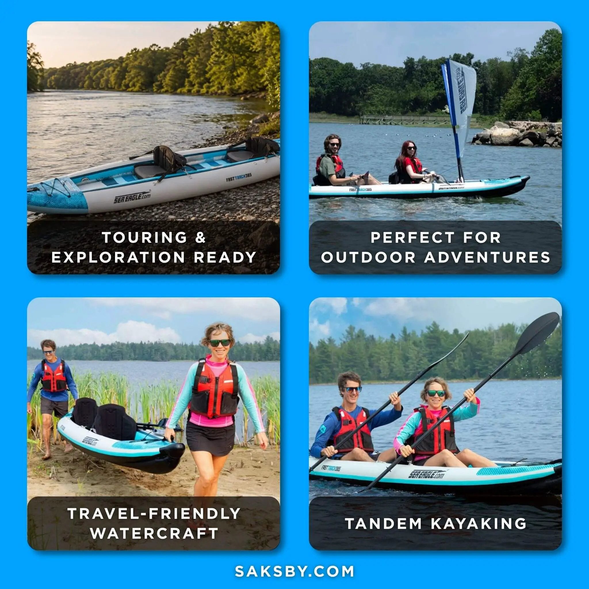 Sea Eagle 385FT FastTrack 12FT 2-Person V-Bottom Inflatable Kayak [385FTK] (SAK25086) by SAKSBY WHOLESALE