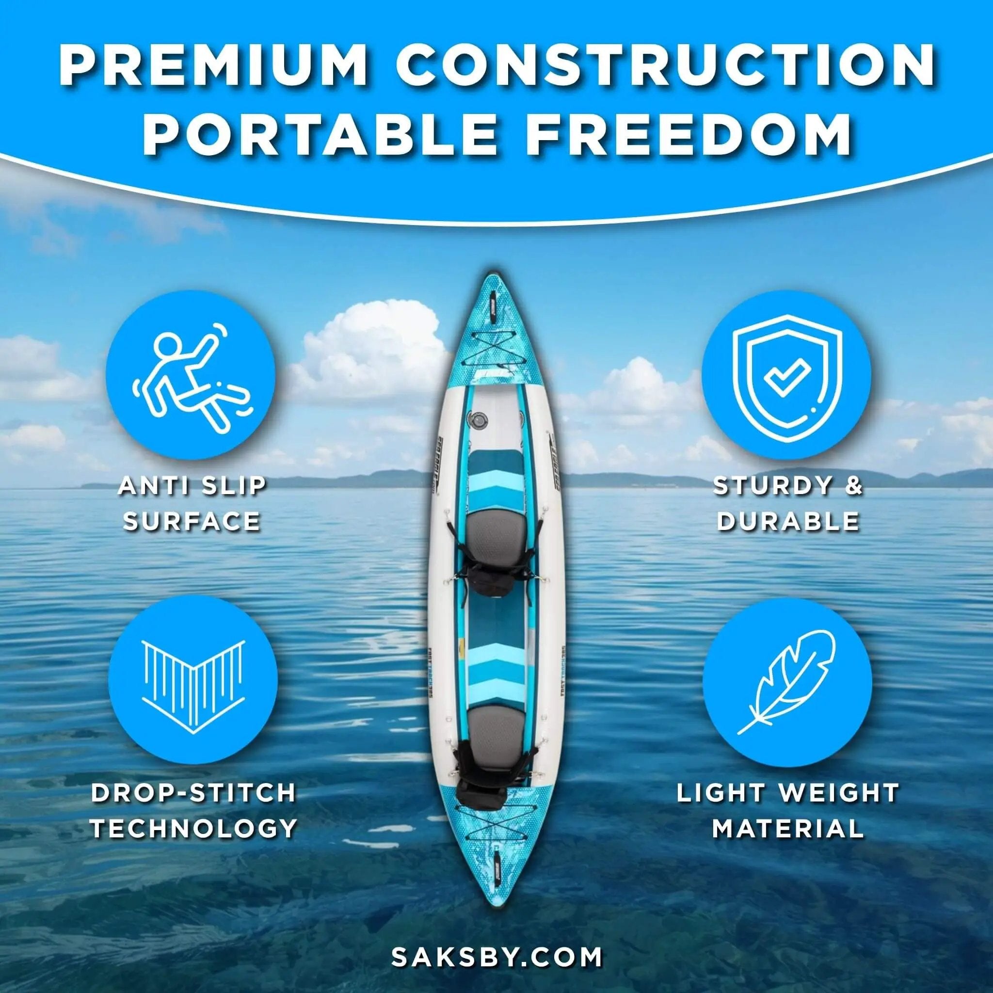 Sea Eagle 385FT FastTrack 12FT 2-Person V-Bottom Inflatable Kayak [385FTK] (SAK25086) by SAKSBY WHOLESALE