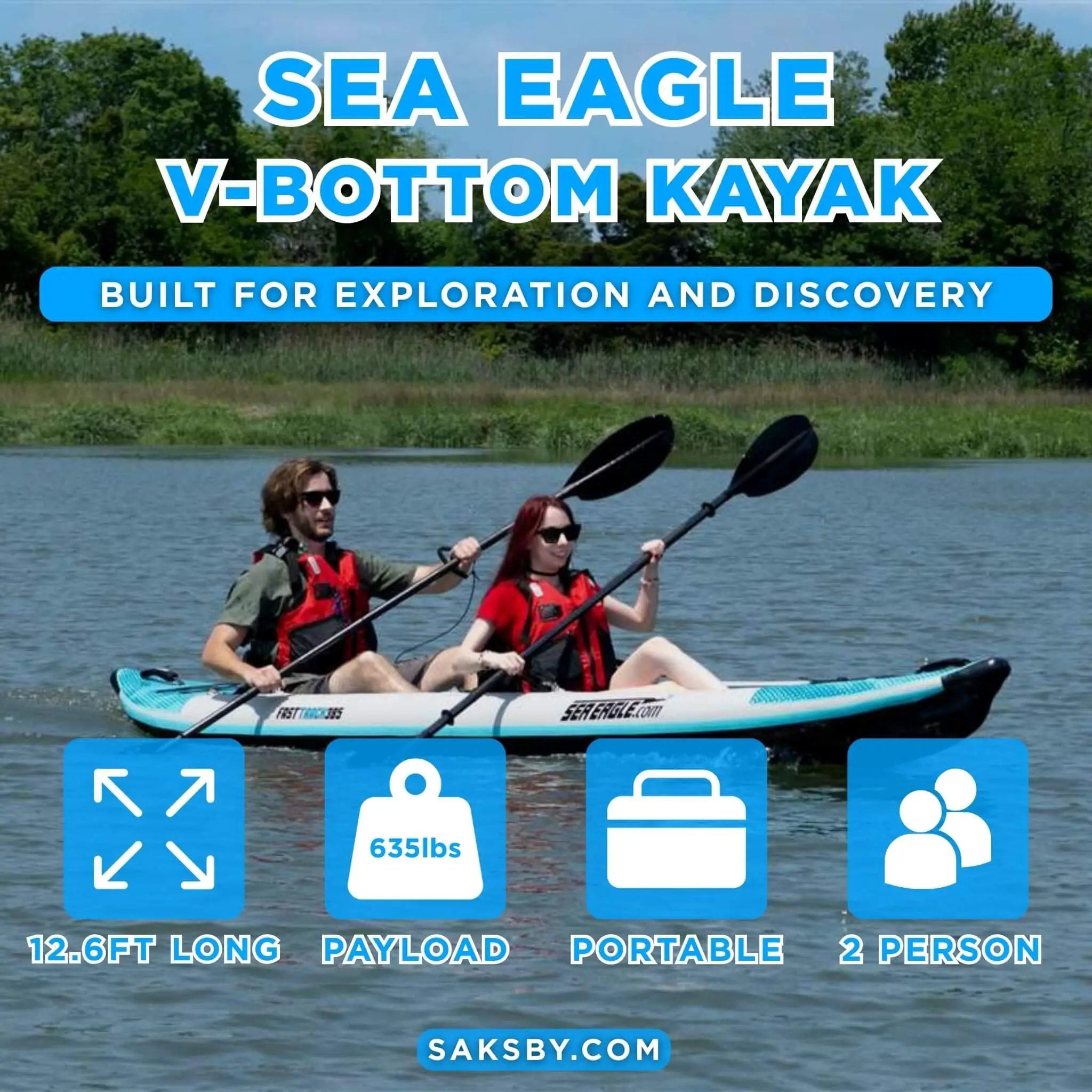 Sea Eagle 385FT FastTrack 12FT 2-Person V-Bottom Inflatable Kayak [385FTK] (SAK25086) by SAKSBY WHOLESALE