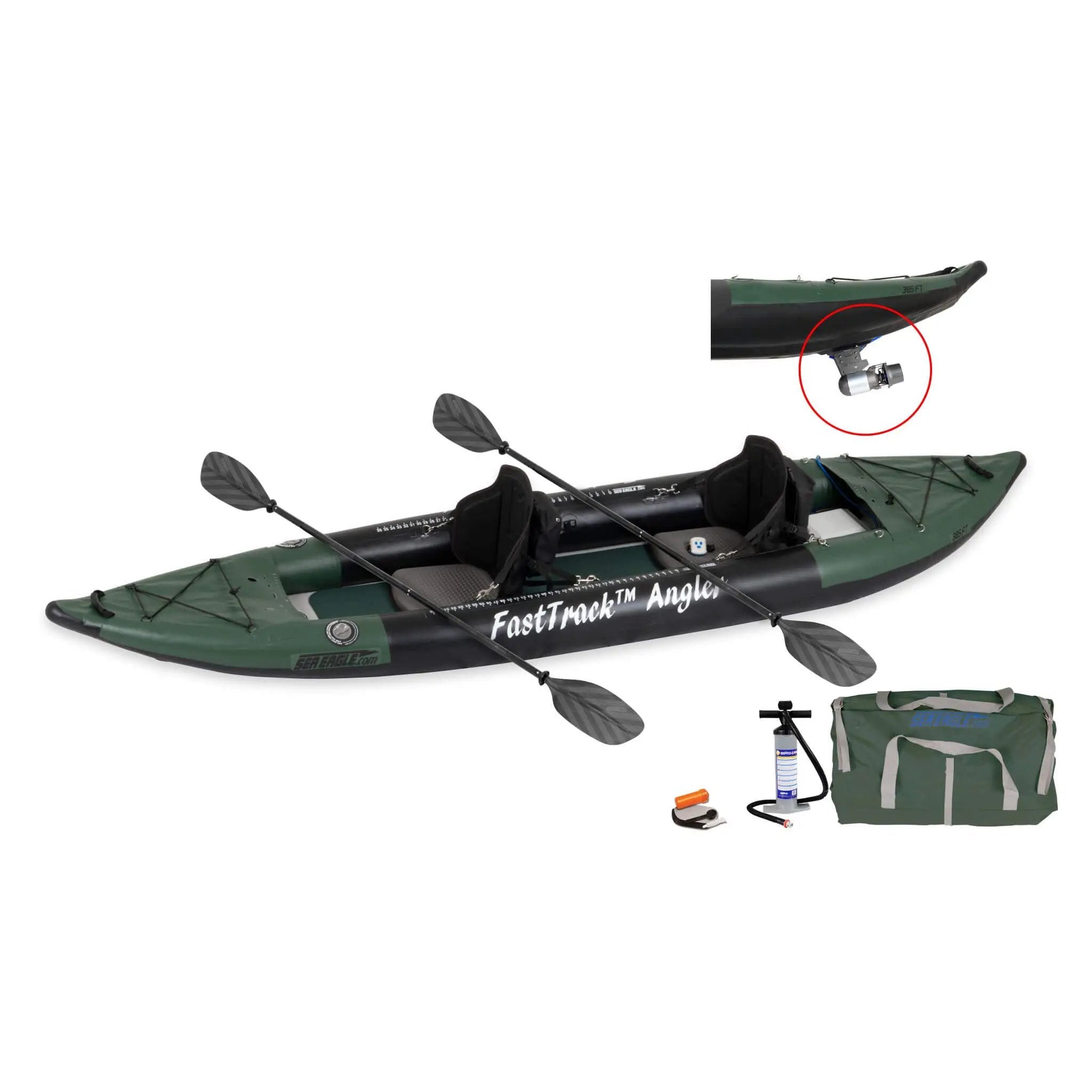 Sea Eagle 385FTA FastTrack 12FT 2- Persons Angler Inflatable Hunter Green Fishing Kayak [385FTAK] (SAK80139) by SAKSBY WHOLESALE