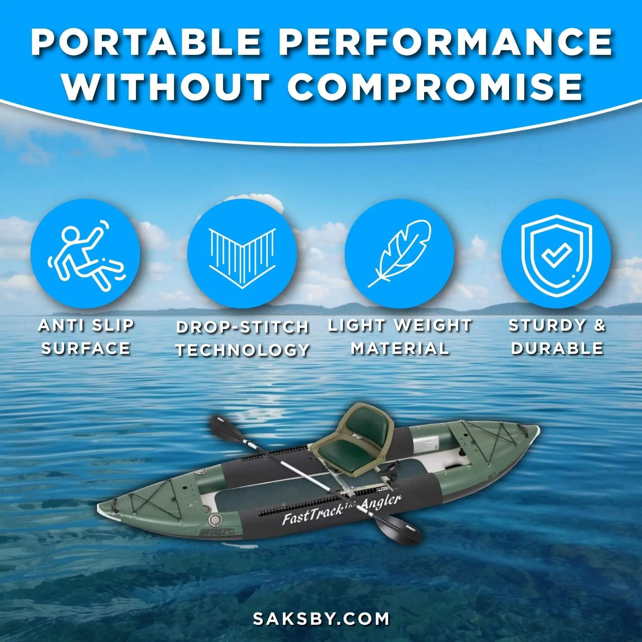 Sea Eagle 385FTA FastTrack 12FT 2- Persons Angler Inflatable Hunter Green Fishing Kayak [385FTAK] (SAK80139) by SAKSBY WHOLESALE