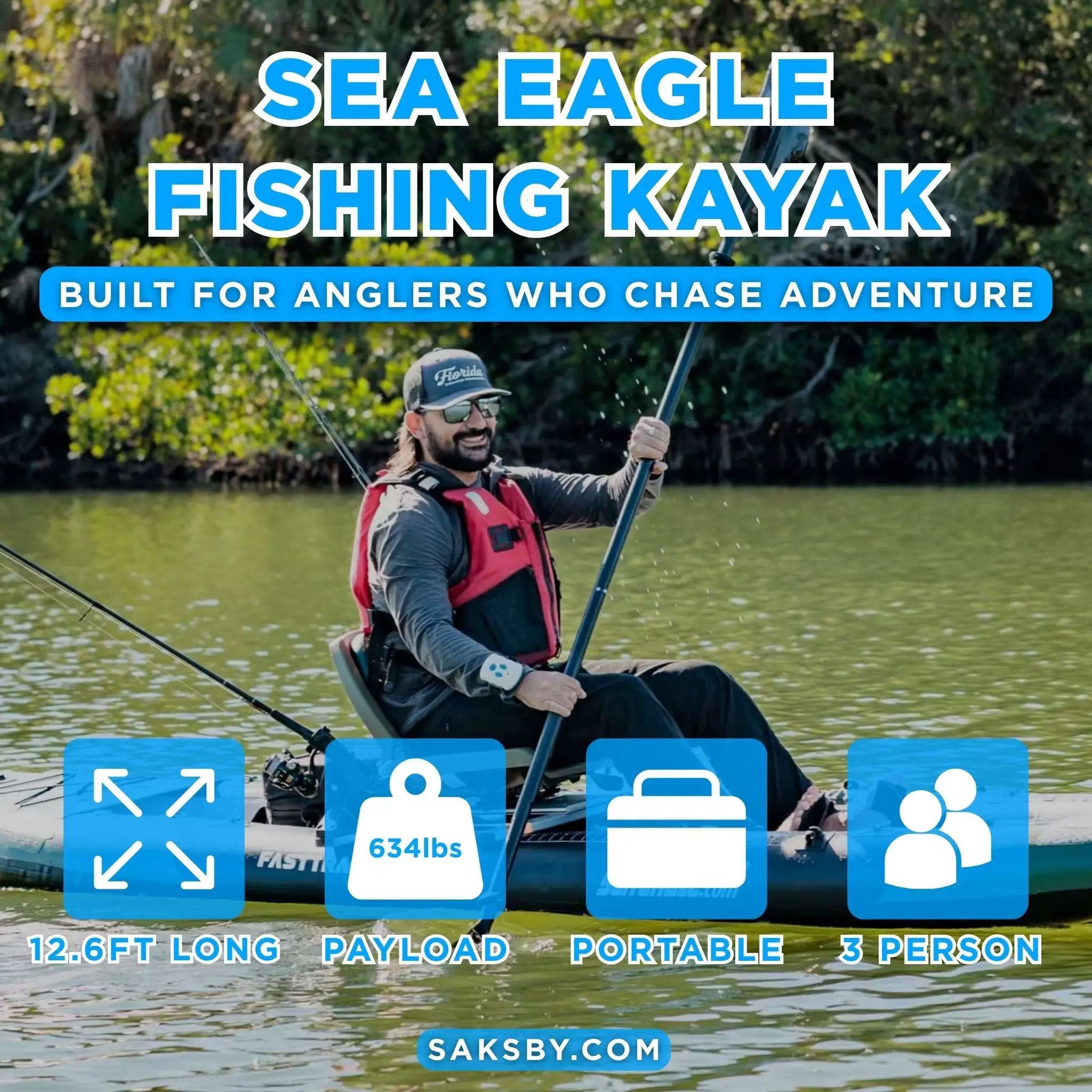 Sea Eagle 385FTA FastTrack 12FT 2- Persons Angler Inflatable Hunter Green Fishing Kayak [385FTAK] (SAK80139) by SAKSBY WHOLESALE