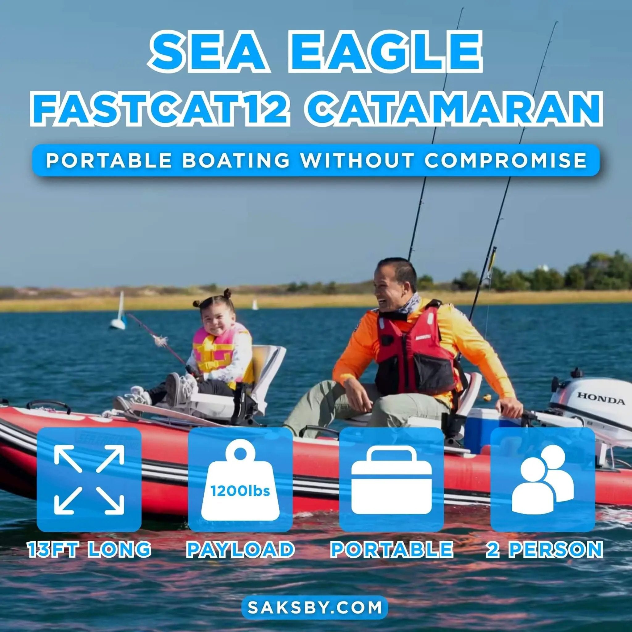 Sea Eagle Boats FastCat12™ Catamaran Inflatable Boat, 13FT [FASTCAT12K] (SAK29684) by SAKSBY WHOLESALE