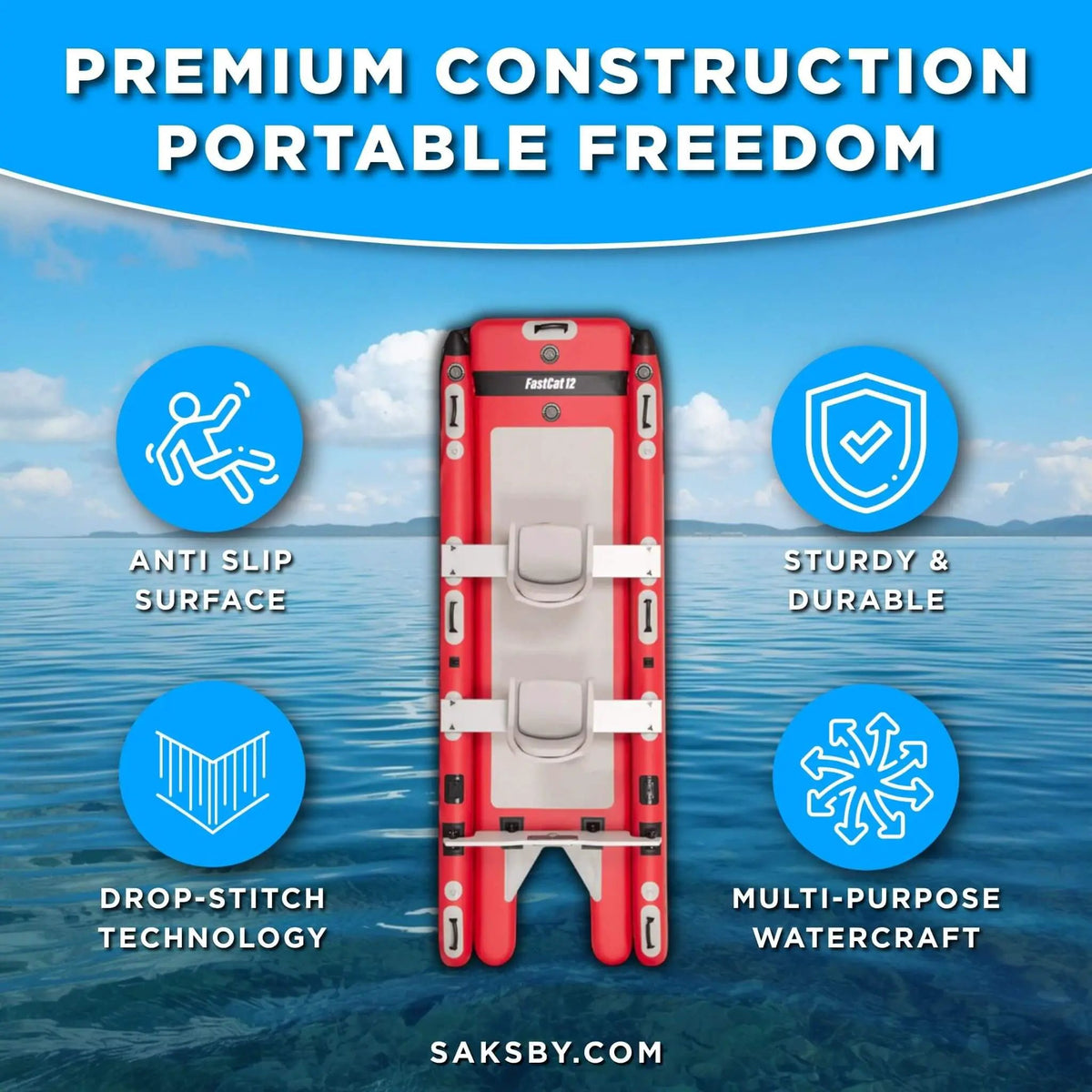 Sea Eagle Boats FastCat12™ Catamaran Inflatable Boat, 13FT [FASTCAT12K] (SAK29684) by SAKSBY WHOLESALE