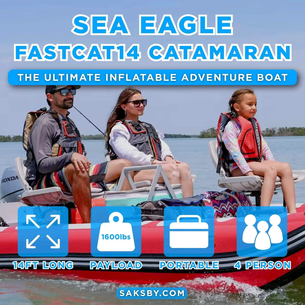 Sea Eagle Boats FastCat14™ Catamaran Inflatable Boat, 14FT [FASTCAT14K] (SAK43210) by SAKSBY WHOLESALE