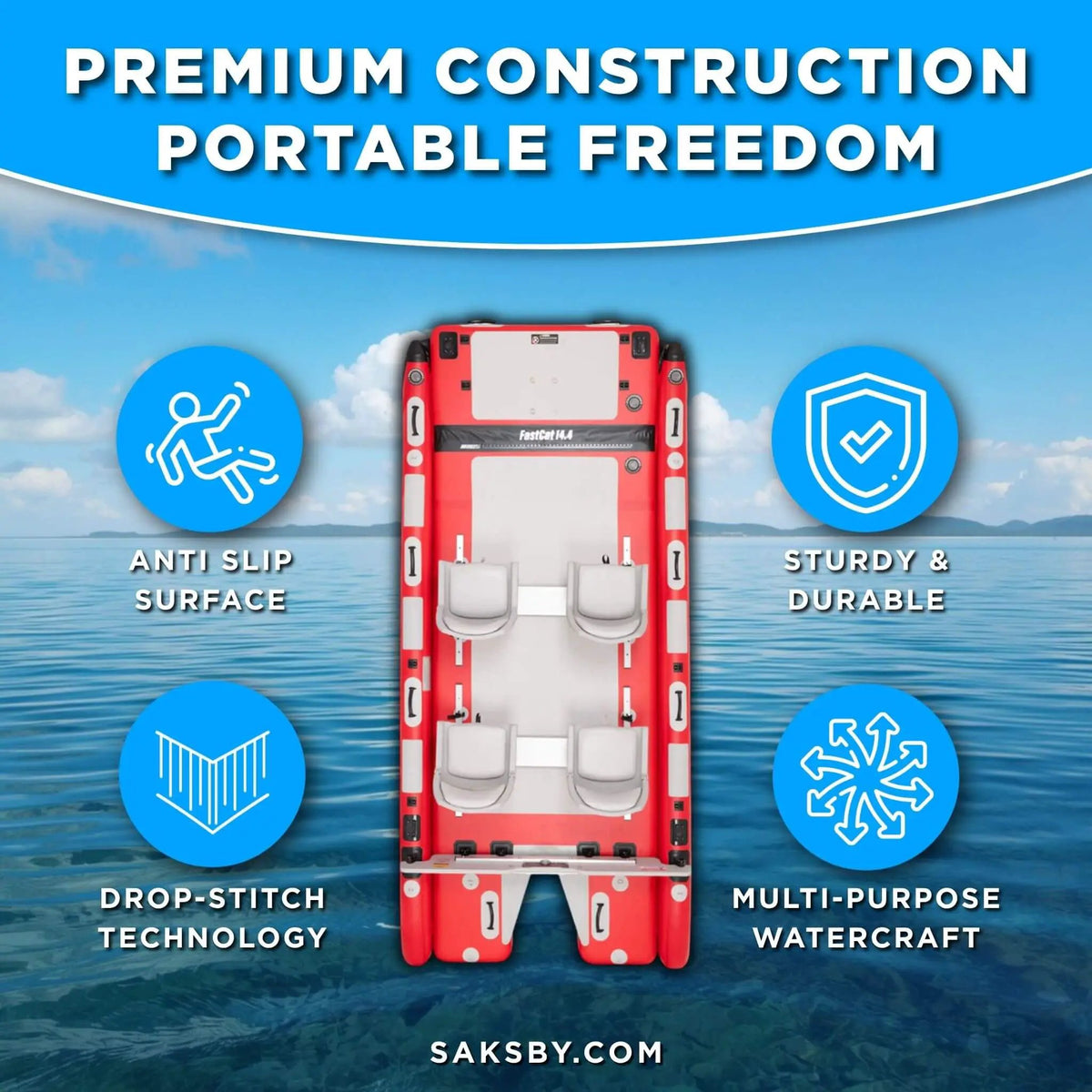 Sea Eagle Boats FastCat14™ Catamaran Inflatable Boat, 14FT [FASTCAT14K] (SAK43210) by SAKSBY WHOLESALE