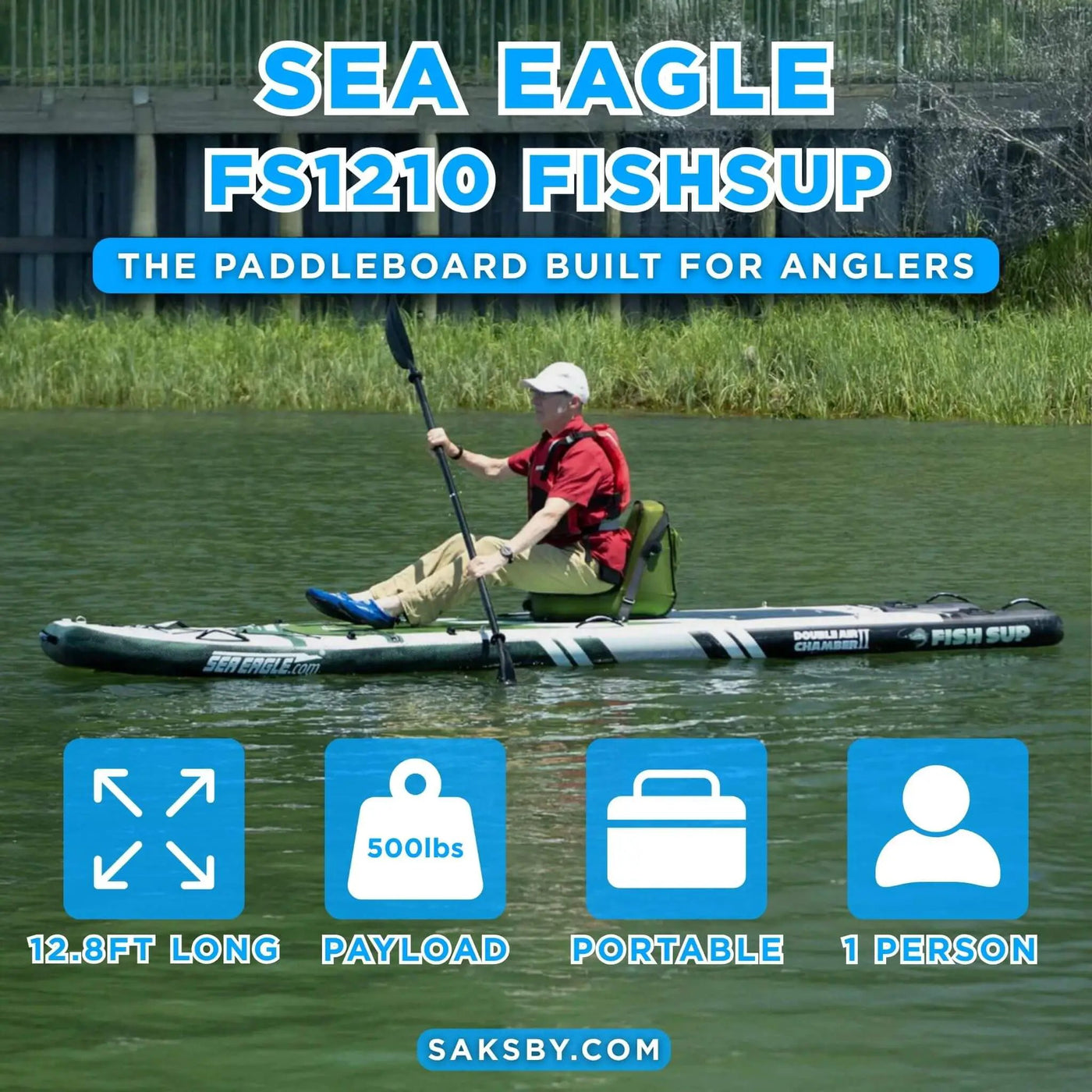 Sea Eagle FS1210 FishSUP 1-Person Inflatable Fishing Stand-Up Paddleboard [FS1210K] (SAK79218) by SAKSBY WHOLESALE
