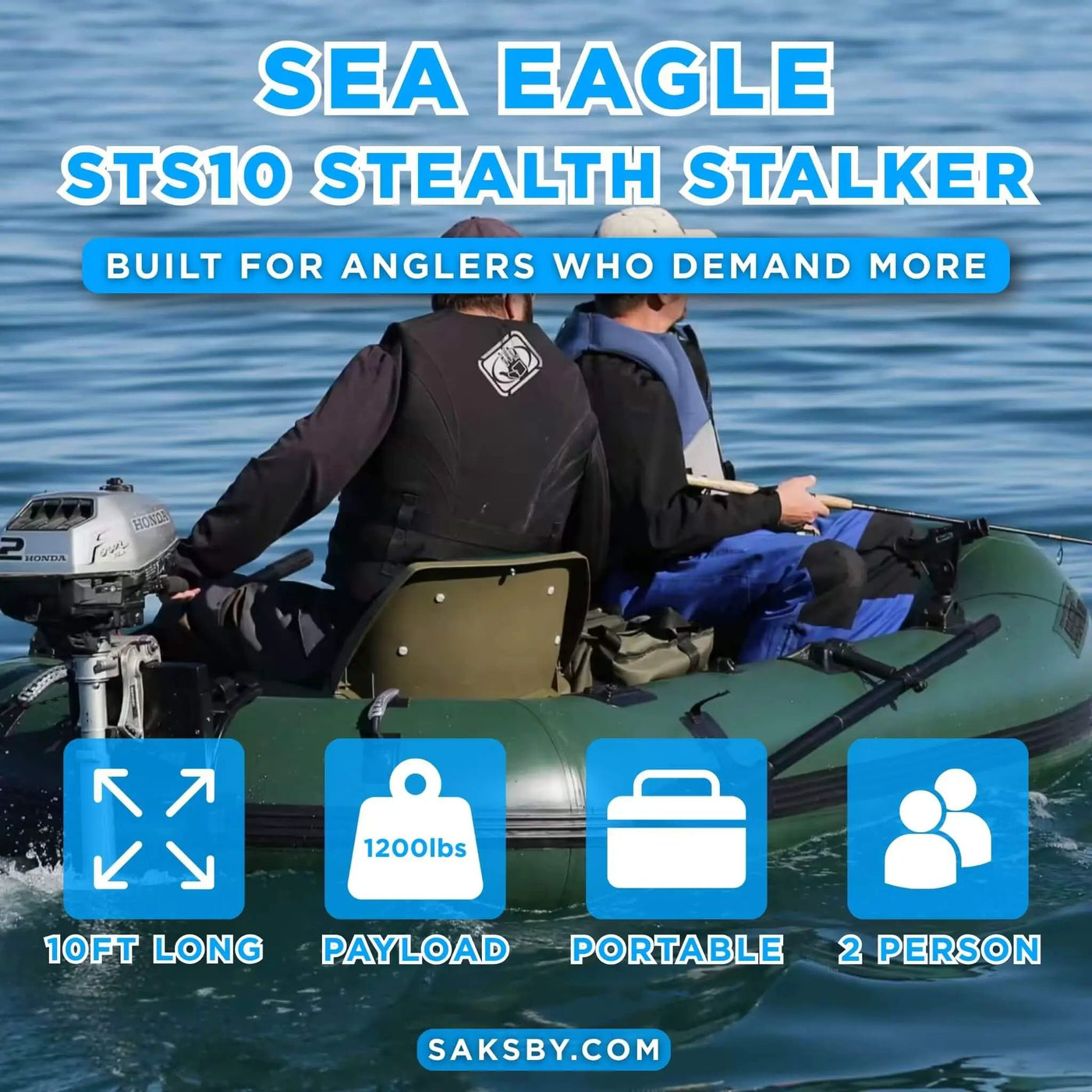Sea Eagle STS10 Stealth Stalker Frameless Inflatable Fishing Boat, 10FT [STS10K] (SAK59314) by SAKSBY WHOLESALE