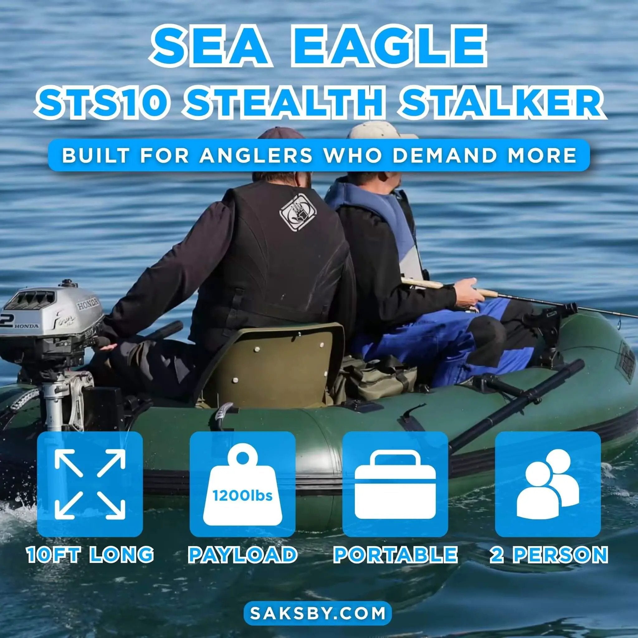 Sea Eagle STS10 Stealth Stalker Frameless Inflatable Fishing Boat, 10FT [STS10K] (SAK59314) by SAKSBY WHOLESALE