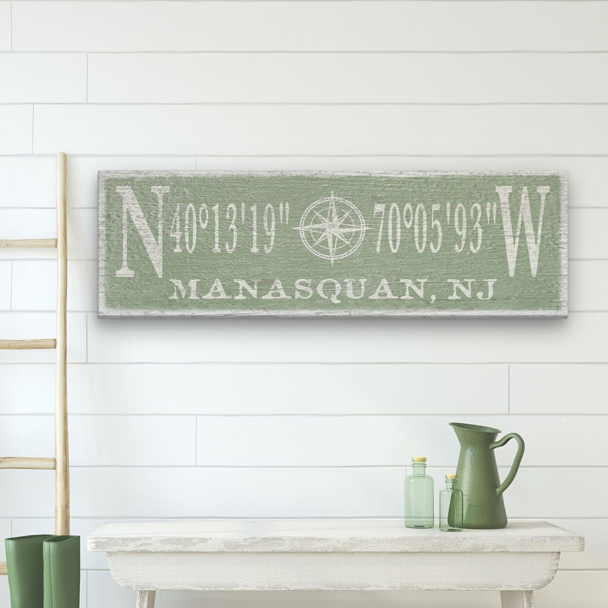 Personalized Coordinates Compass Rose Canvas Sign, photo 3 of 14