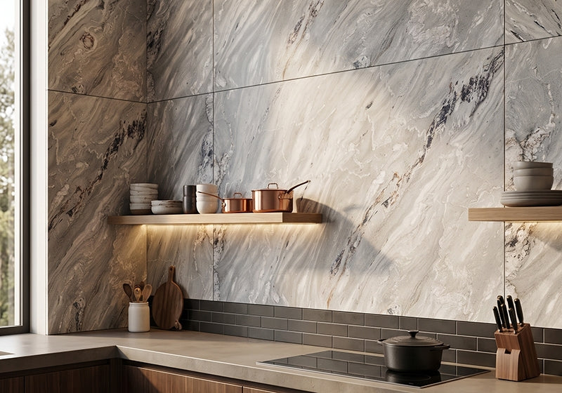 Sea Wave Leather Marble Slab Random room scene 5