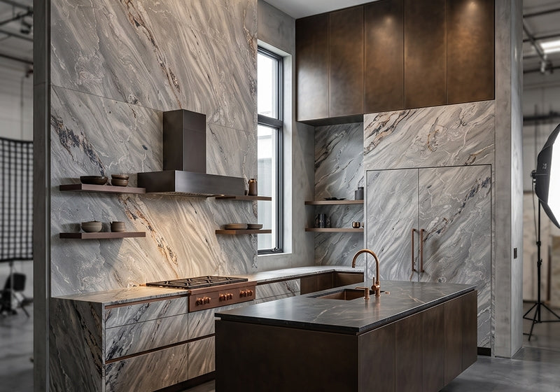 Sea Wave Leather Marble Slab Random room scene 6