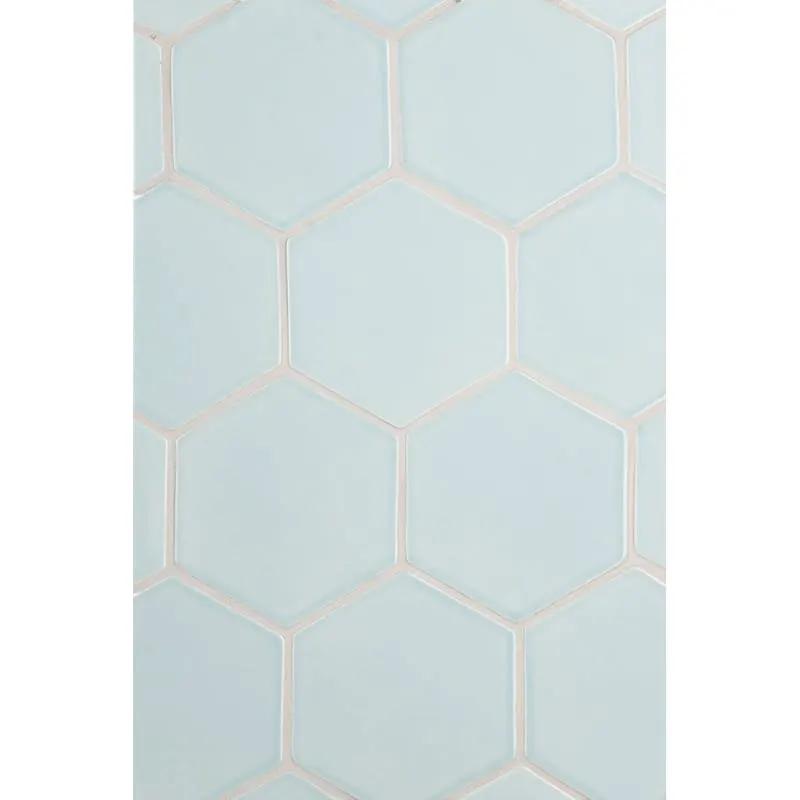Seafoam Glossy Hexagon 5 Ceramic Tiles