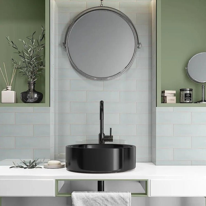 Seafoam Glossy Subway Ceramic Tiles 3x9 room scene