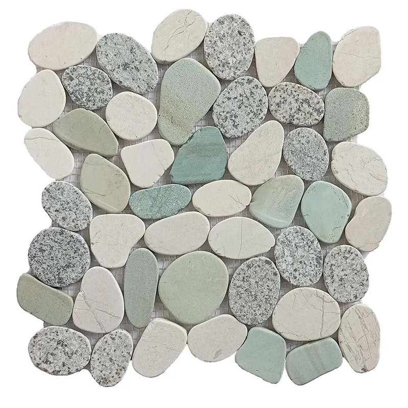 Seafrost Natural Pebble Mosaics 12x12 by Stonetiledepot