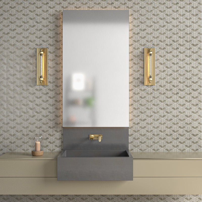 Seagrass Textured 3d Hexagon Limestone Mosaics 10 3/8x12 Limestone Textured 12x12 Mosaics — 2