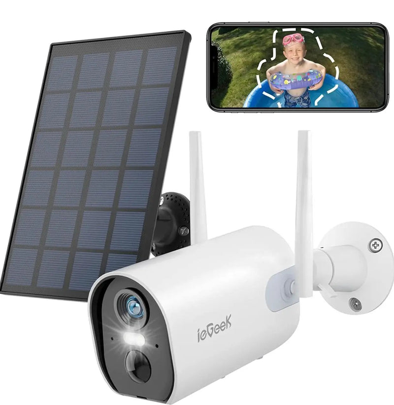 Security Cameras Wireless Outdoor, 2K Solar Powered Outdoor Security Cameras with Spotlight & Siren by Outdoor Solar Outlet