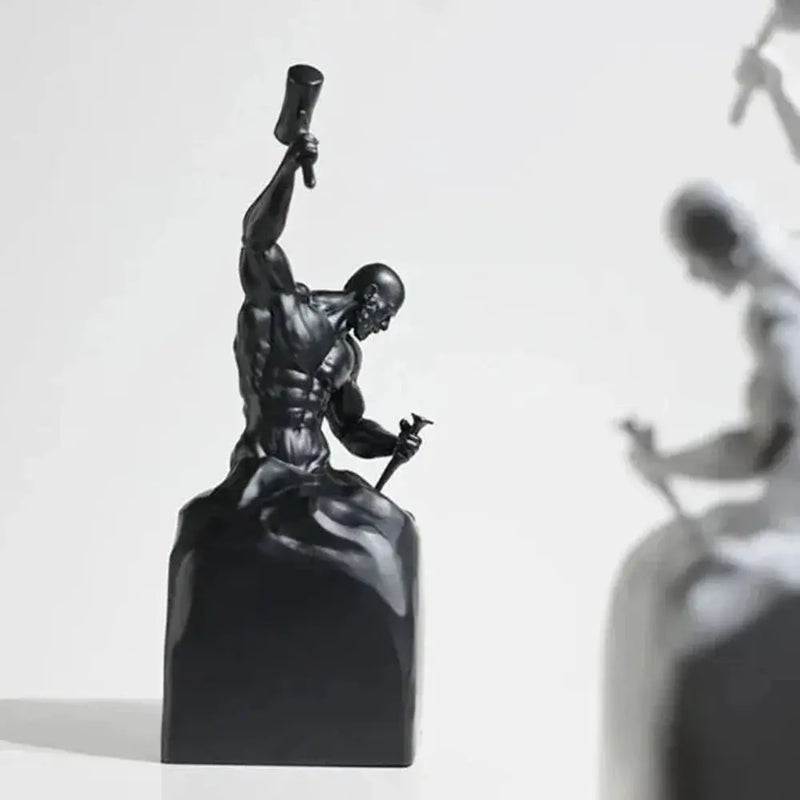 Self-Made Man Modern Muscular Black and White Sculpture Figurine by House Of Avana