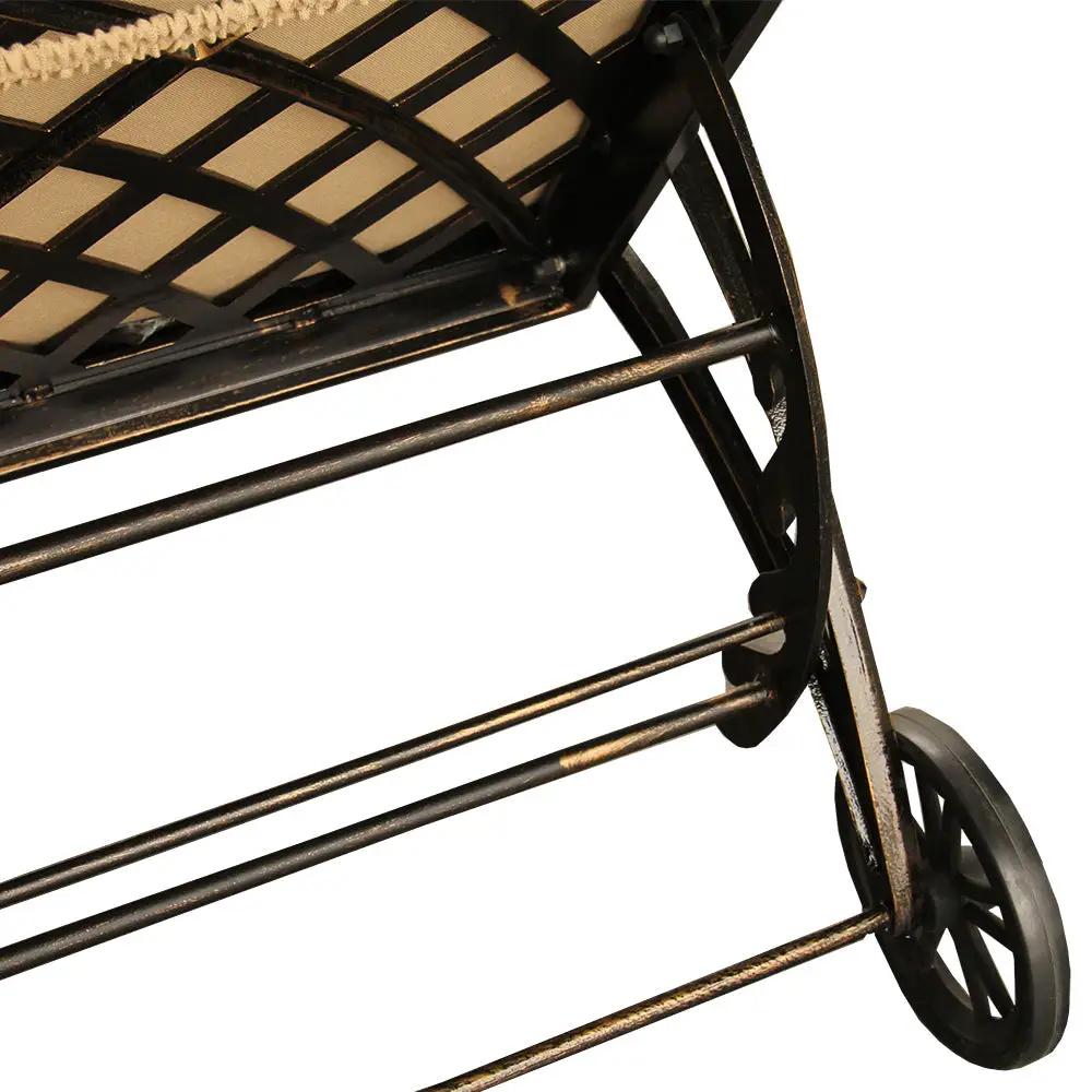Modern Aluminum Bronze Patio Chaise Lounge with Wheels and Cushion by Sharicks