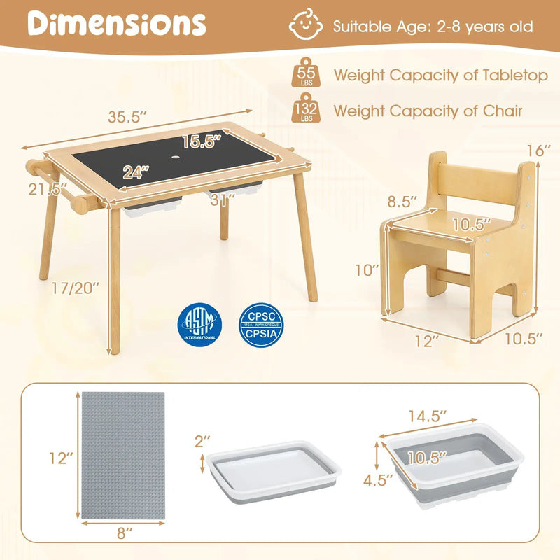 Sensory Table and Chair Set for Kids 2-8 with Foldable Bins by DirectDeals