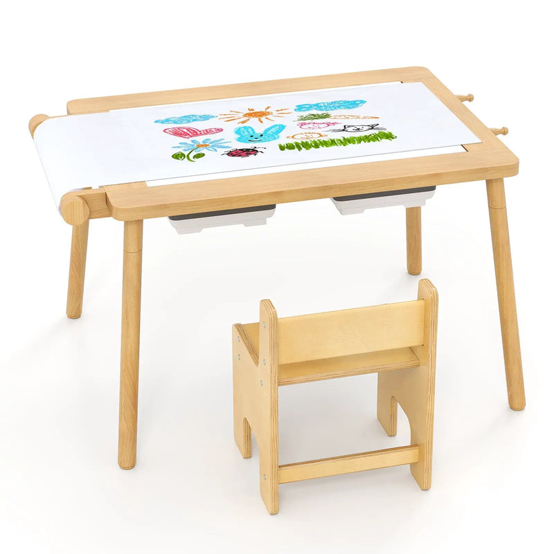 Sensory Table and Chair Set for Kids 2-8 with Foldable Bins by DirectDeals