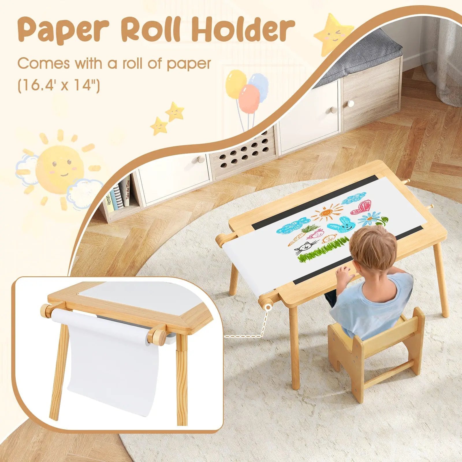 Sensory Table and Chair Set for Kids 2-8 with Foldable Bins by DirectDeals