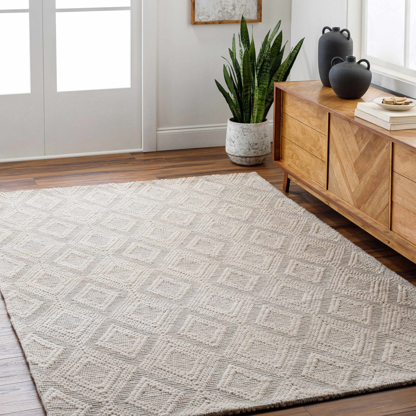 Kasib Beige Hand Woven Area Rug - Clearance by Boutique Rugs