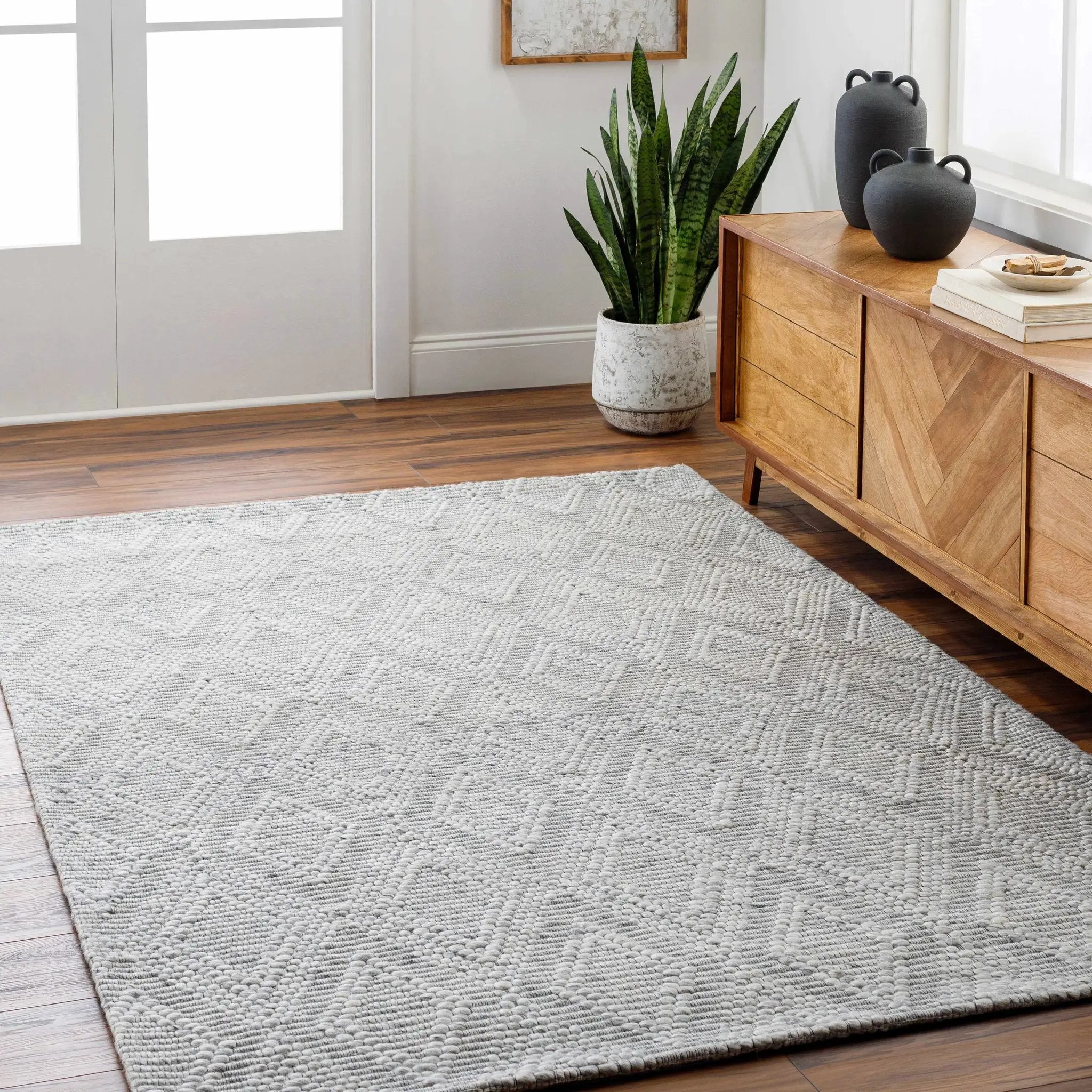 Kasib Gray Hand Woven Area Rug - Clearance by Boutique Rugs