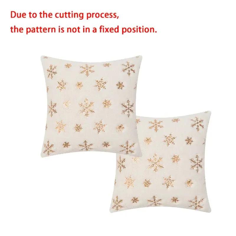 Sequin Snowflake Pillow Cover Set, 2pcs Golden Silvery Throw Pillows by House Of Avana
