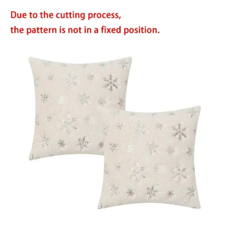 Sequin Snowflake Pillow Cover Set, 2pcs Golden Silvery Throw Pillows by House Of Avana