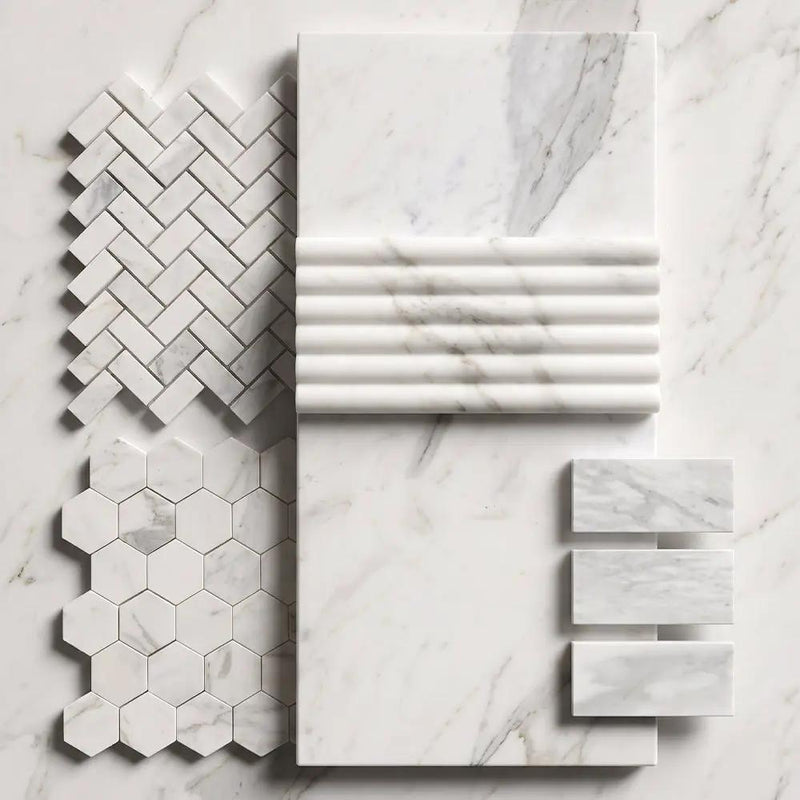 Serenity Honed Marble Tiles 2 3/4x5 1/2 room scene