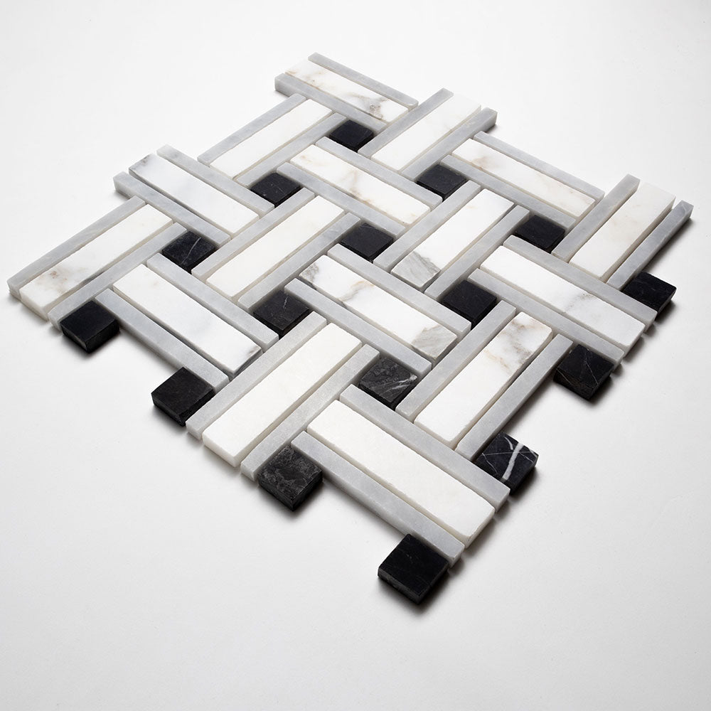 Serenity Honed Tangled Marble Mosaics 12x12 Marble 12x12 Mosaics — 3