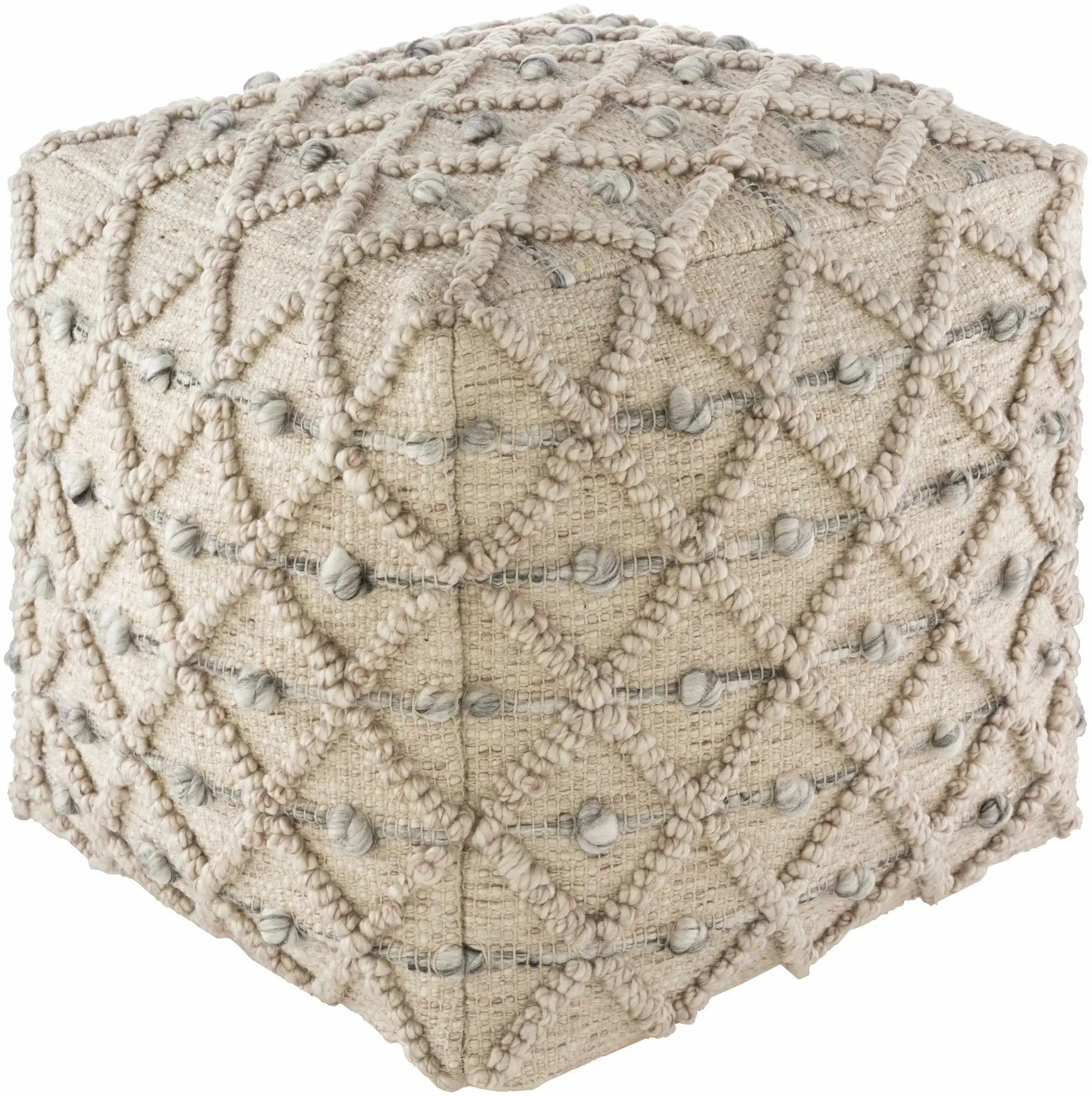 Serpentine Taupe Hand Woven Pouf by Boutique Rugs