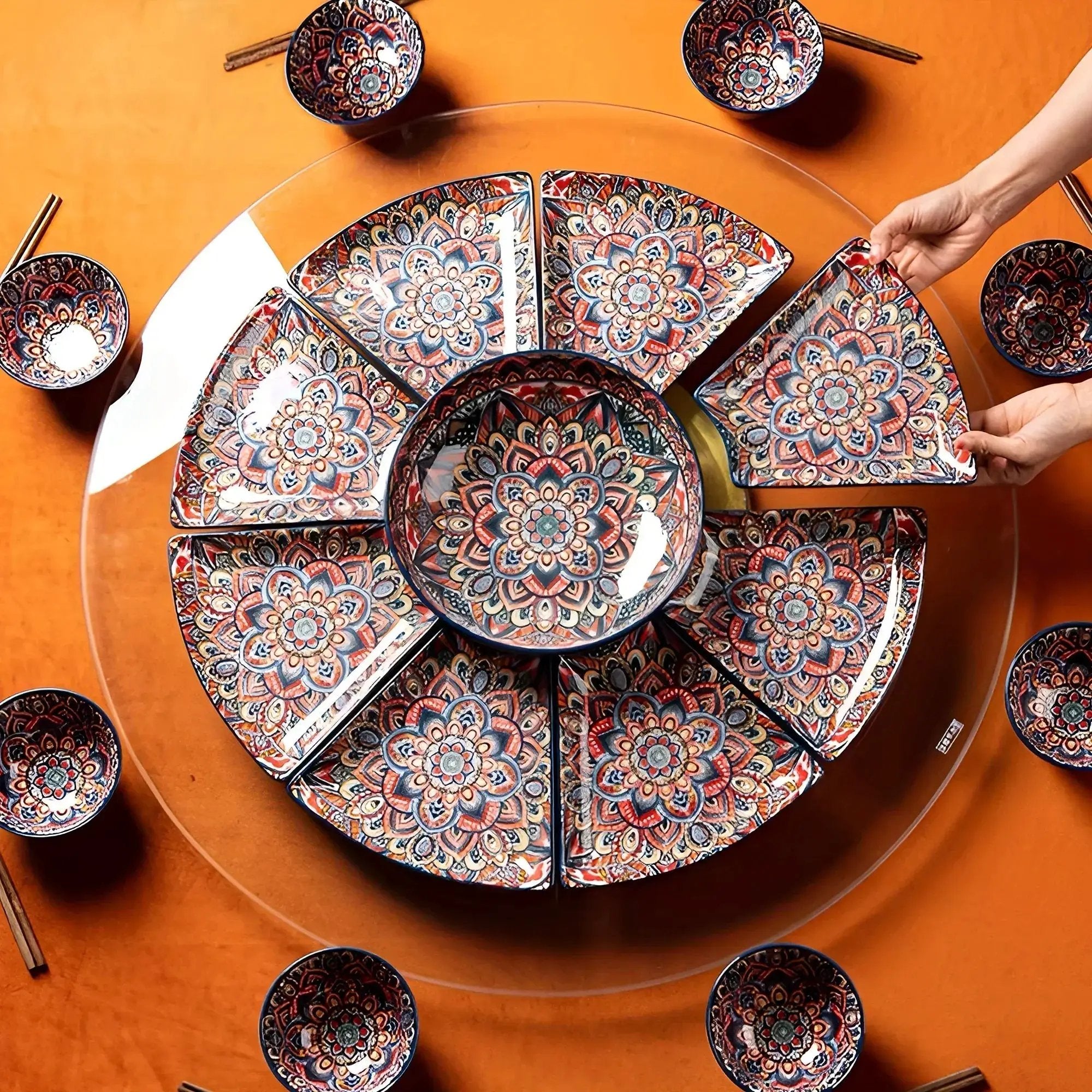 Serving Platter - Lacquered Ceramic Tiered by House Of Avana