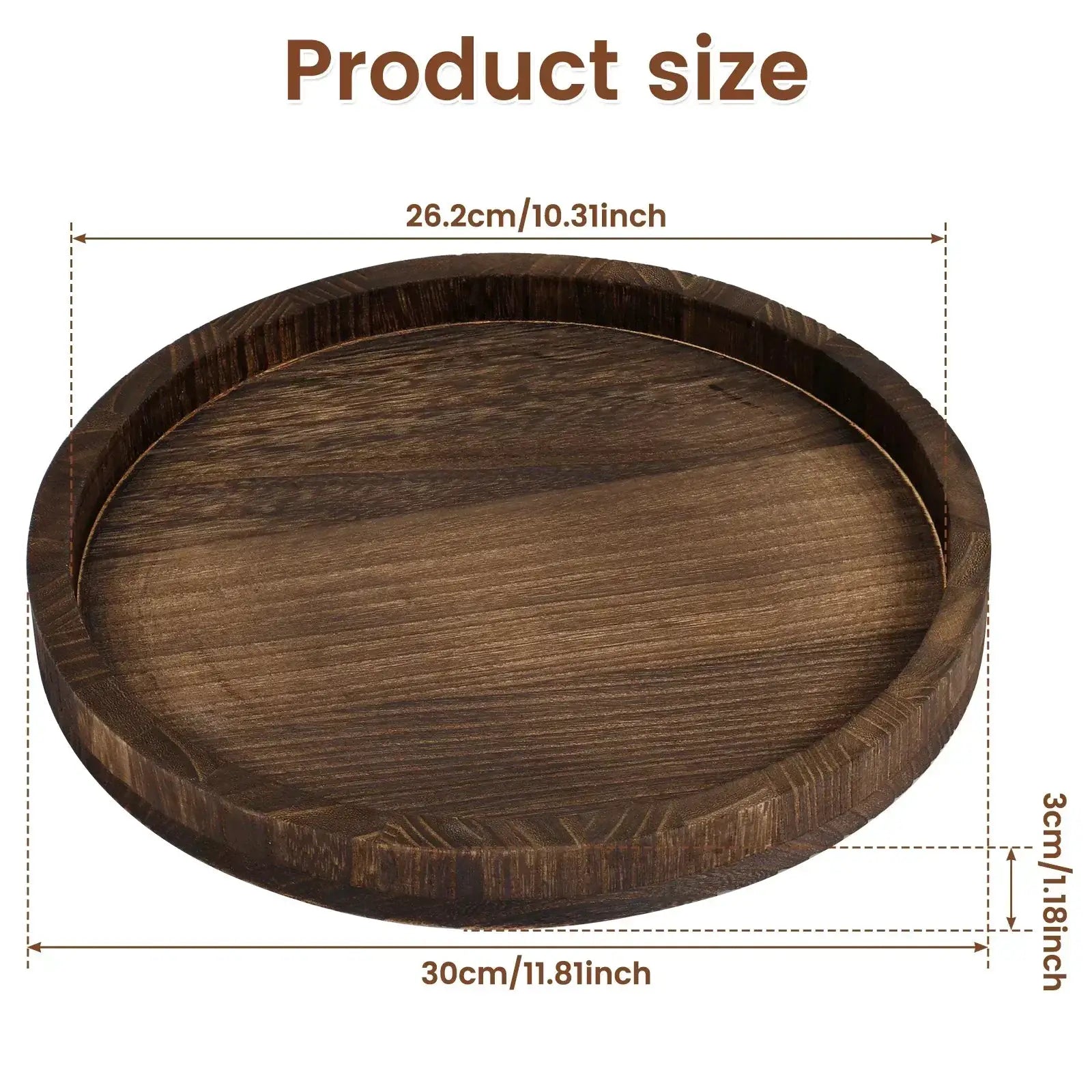Serving Platter - Retro Wooden Round 30cm by House Of Avana