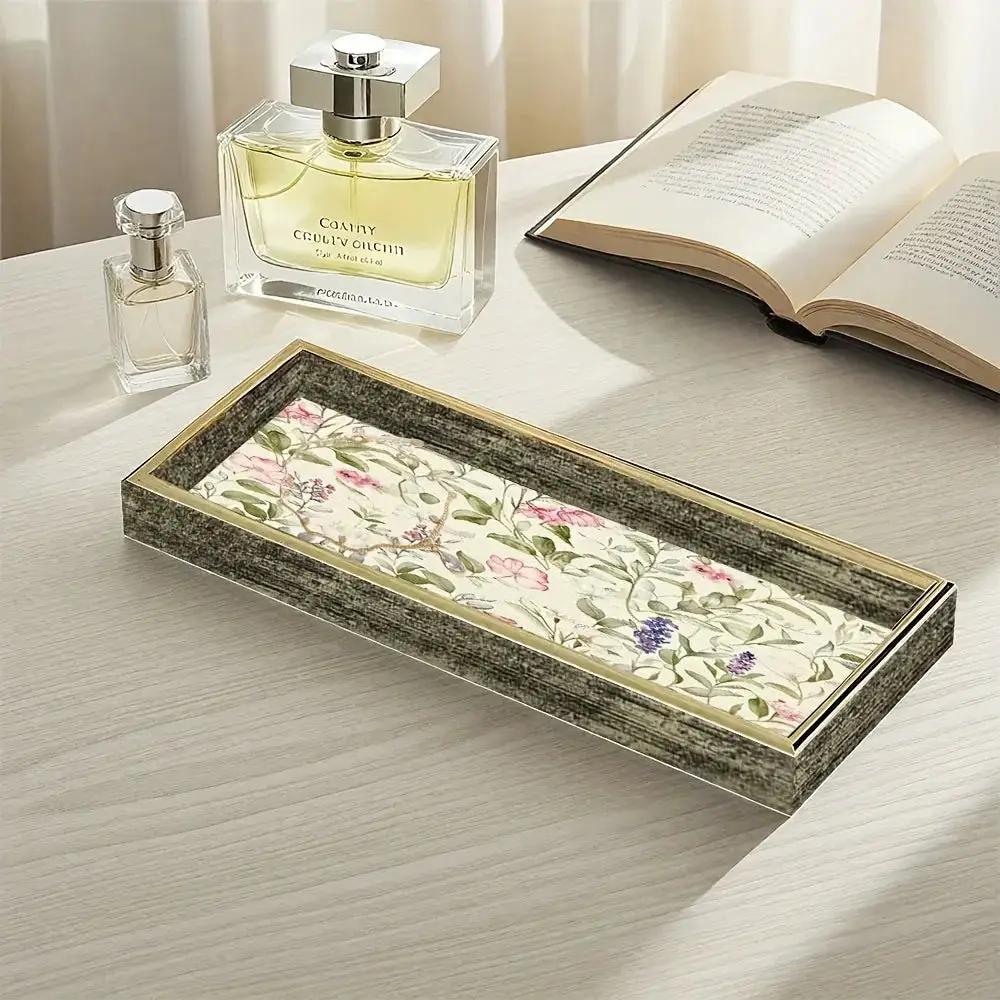 Serving Tray - Decorative Glass Golden by House Of Avana
