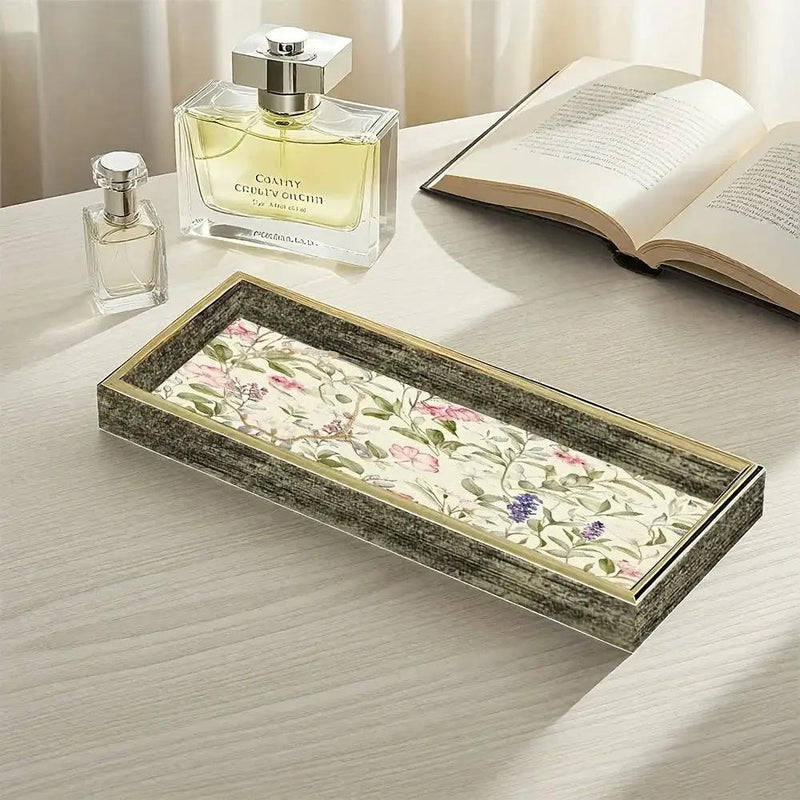 Serving Tray - Decorative Glass Golden by House Of Avana