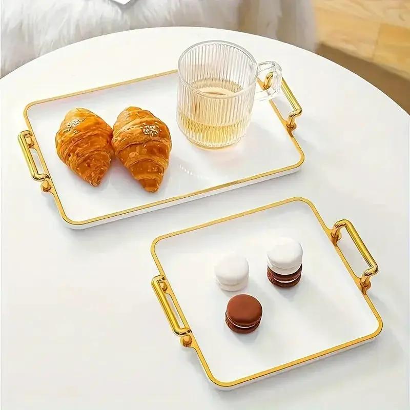 Serving Tray - Handles Ivory Golden by House Of Avana