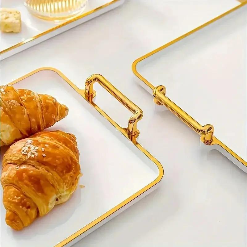 Serving Tray - Handles Ivory Golden by House Of Avana