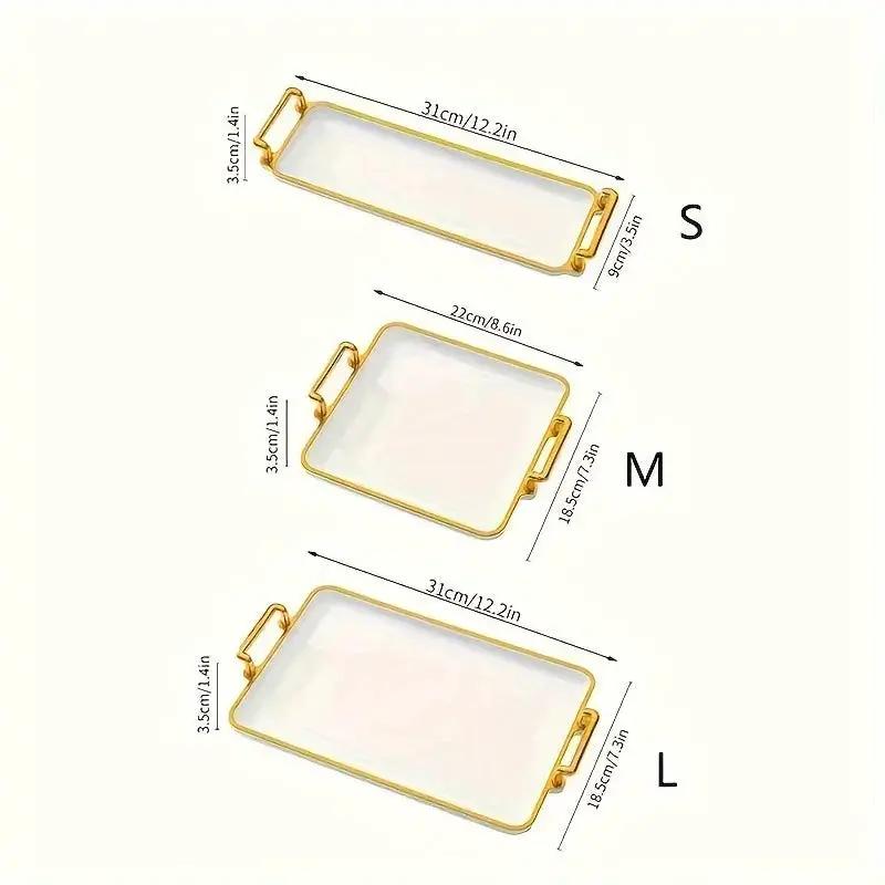 Serving Tray - Handles Ivory Golden by House Of Avana
